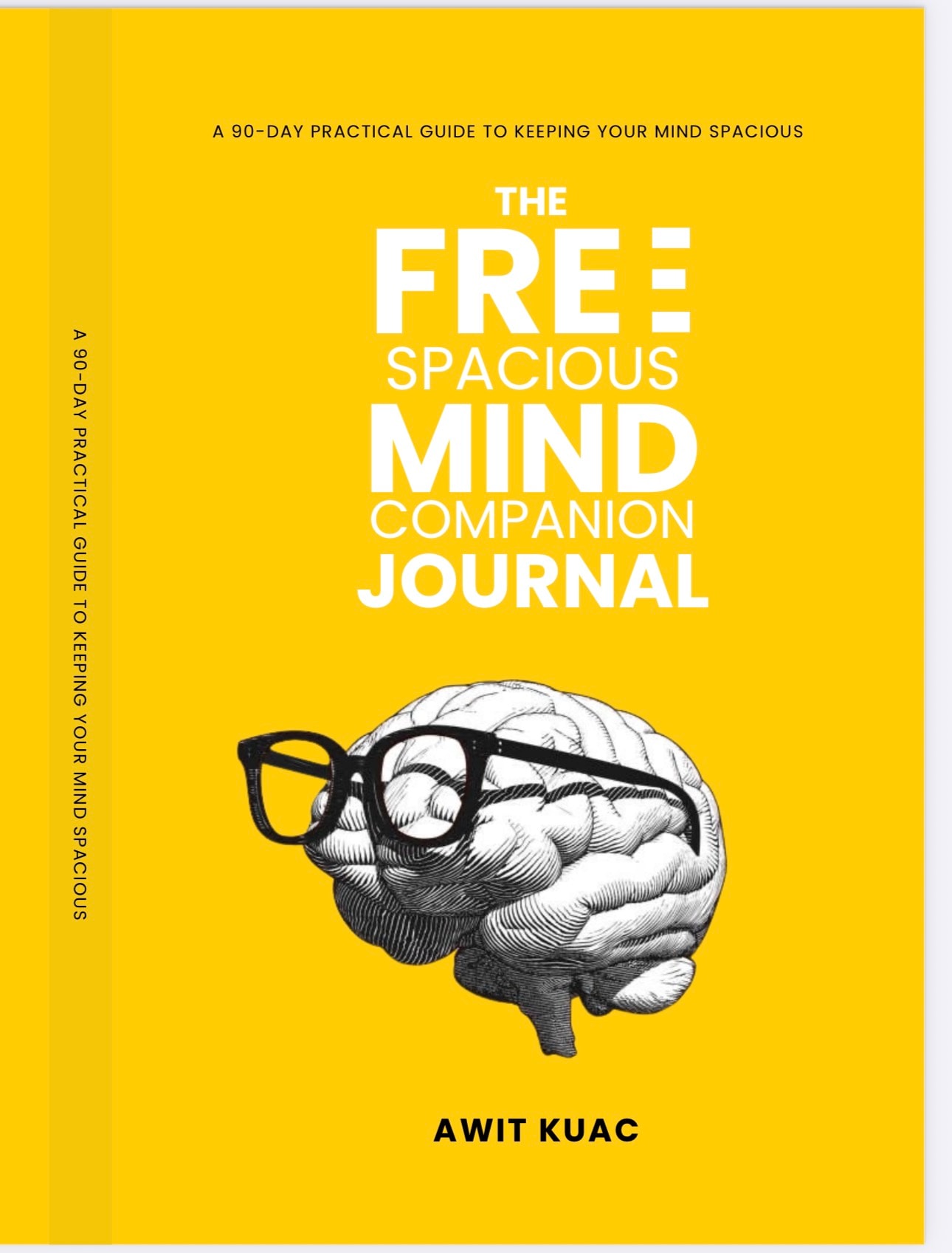 The Free Spacious Mind Companion Journal cover, bright yellow